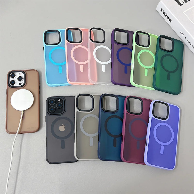 Luxury Magnetic for Magsafe Wireless Charge Case For iPhone 11 12 13 14 Plus 15 16 Pro Max Shockproof Matte Hot Selling Cover