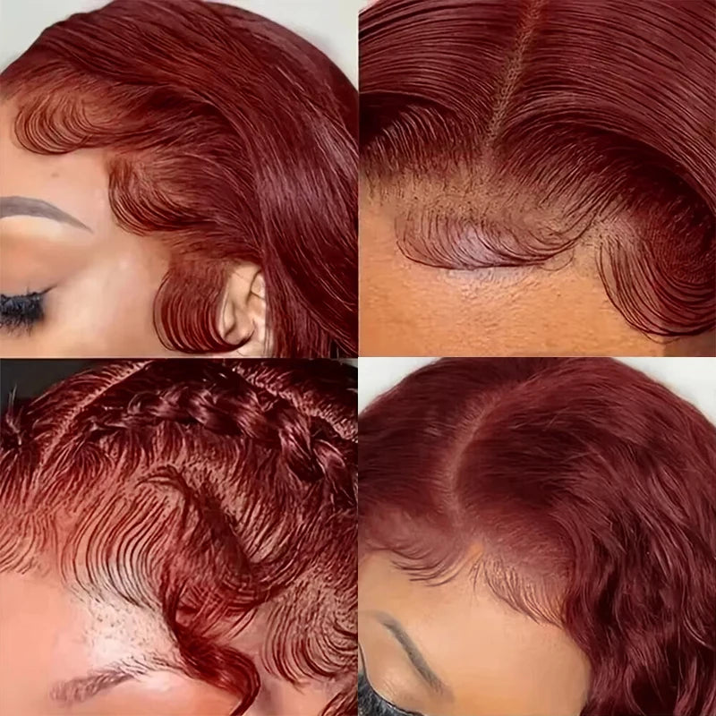 Body Wave Reddish Brown 13x6 Lace Front Wigs Human Hair Pre Plucked With Baby Hair #33 Colored Wigs for Women 180% Density