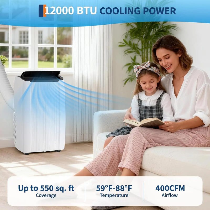 Portable Air Conditioners, 12000 BTU Portable AC Unit with Dehumidifier, Fan and Remote Control, Energy Efficient, Customized