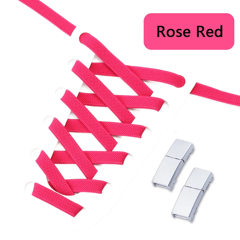Magnetic Lock Shoelaces Without ties 8mm Wide Flat Elastic Laces Sneakers Tennis No Tie Shoe laces Easy Use Shoes Accessories