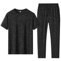 Men 2 Piece Quick Dry Tracksuit Round Neck Short Sleeve Tee Drawstring Straight Pants Camo Print Set - View 4 | SAMAG