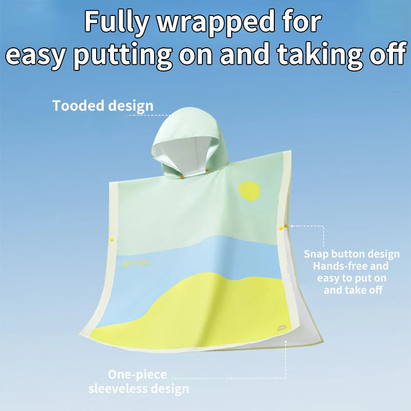 1Pc Children's Bath Towel, Soft and Skin-Friendly Children's Bathrobe, Colorful Cartoon Children's Hooded Bath Towel, Lightweight and Absorbent - Portable - Foldable Cartoon Multifunctional Children's Beach Towel, Essential f