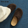 Women's Beige Suede Clog Mules Round Toe Thick Sole Soft Lining Non-Slip Sole Comfortable Casual Daily Indoor Outdoor Slippers