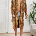 Men's Robes New Personalized Tiger Skin Patterned Men's Nightgown for Home Skin Friendly Thin Quick Drying Loose Fitting Pajamas