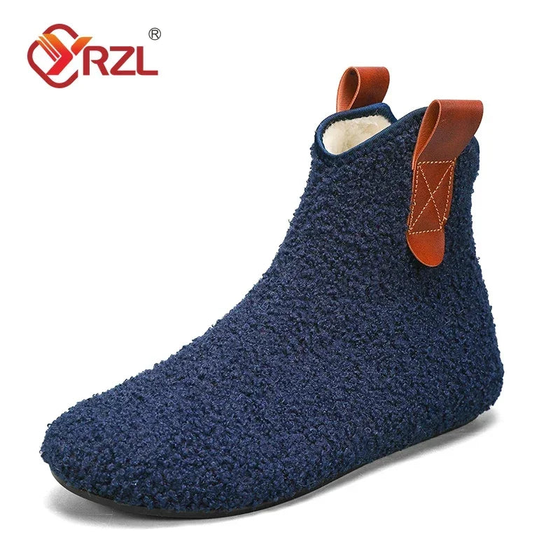 YRZL Cotton Shoes Male Boots Men Winter Warm Indoor Home Shoe Comfortable Plush Man Casual Shoes Soft  Anti-slip Walking Shoes