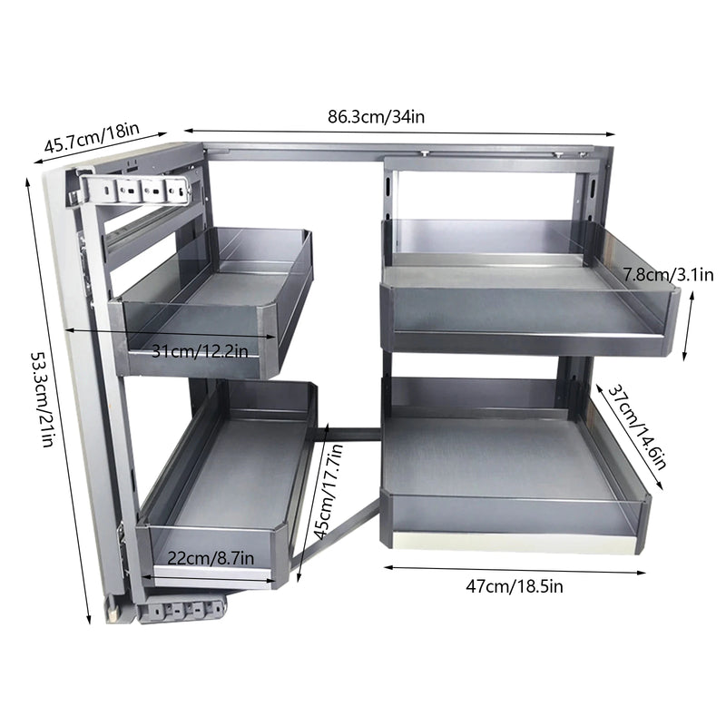 Blind Corner Cabinet Pull Out Kitchen Cabi - net Left or Right Handed Open, Height Adjustable, Soft - View 2 | SAMAG