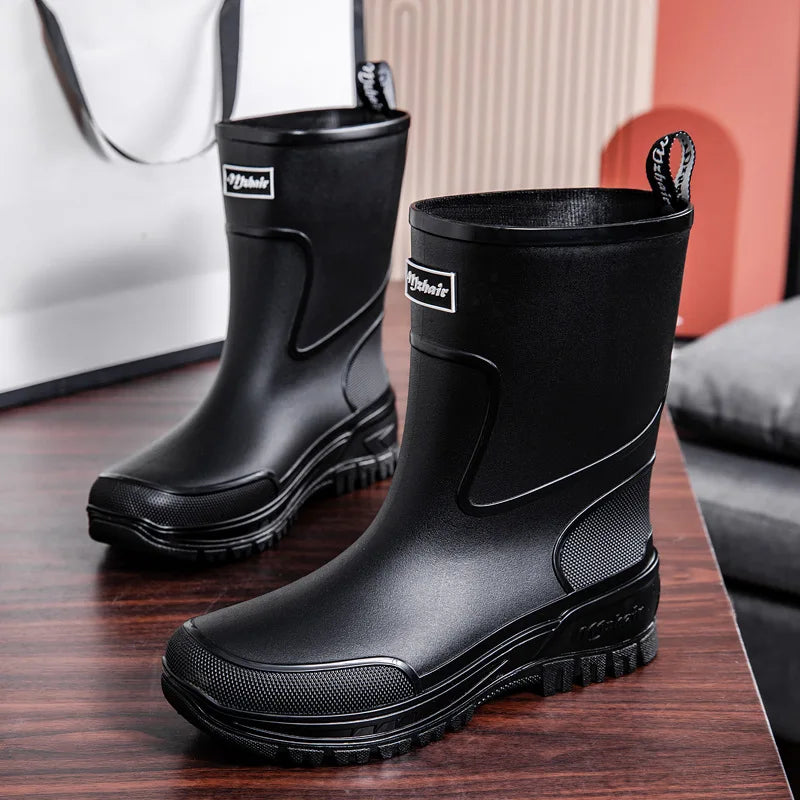 36-47 Size Wear-resistant Thick-soled Rain Boots Men's Outdoor Fishing Shoes Work Boots Non-slip Waterproof Men's Rubber Shoes