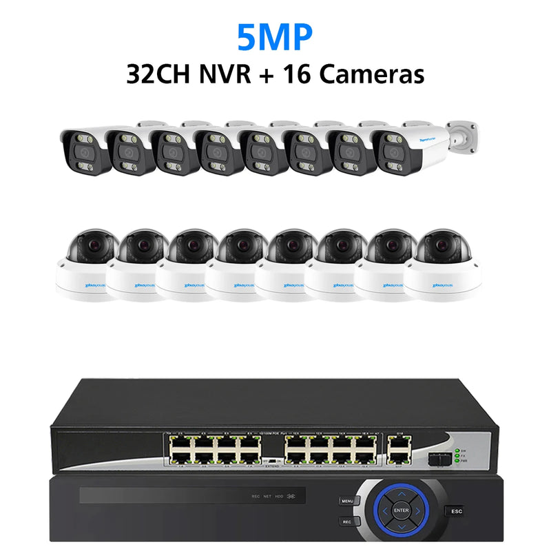 32CH 4K 8MP Security Camera System 5MP Audio Record IP Camera Indoor Outdoor Waterproof POE Home CCTV Video Surveillance Kit