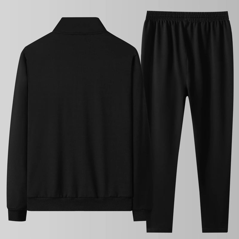 Men's Casual Sportswear Set, Spring and Autumn Stand - Up Collar Open Jacket, Elastic Waist Pants, Two - View 2 | SAMAG