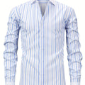 Men'S Elegant Striped Long Sleeve Button-Up Shirt | SAMAG