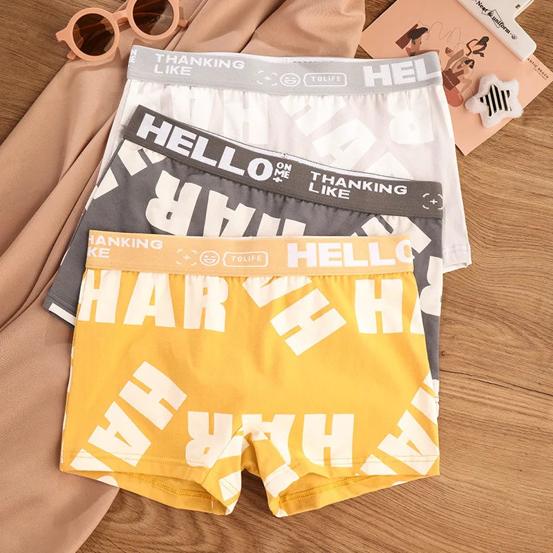 1-3pcs Women Cotton Panties Sports Boxer Underpants Ladies Breathable Letter Pants Mid-waist Beathable Cozy Boyshort Underwear