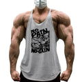 NO PAIN NO GAIN Print Gym Fitness T-Shirt Mens Bodybuilding Sport Sleeveless Vests Cotton Breathable Y-back Suspenders Tank Tops