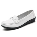 Fashion Genuine Leather Women Flats Black Nurse Shoes Moccasins Ballet Flats Oxford Women Shoe Casual Plus Size Shoes Female