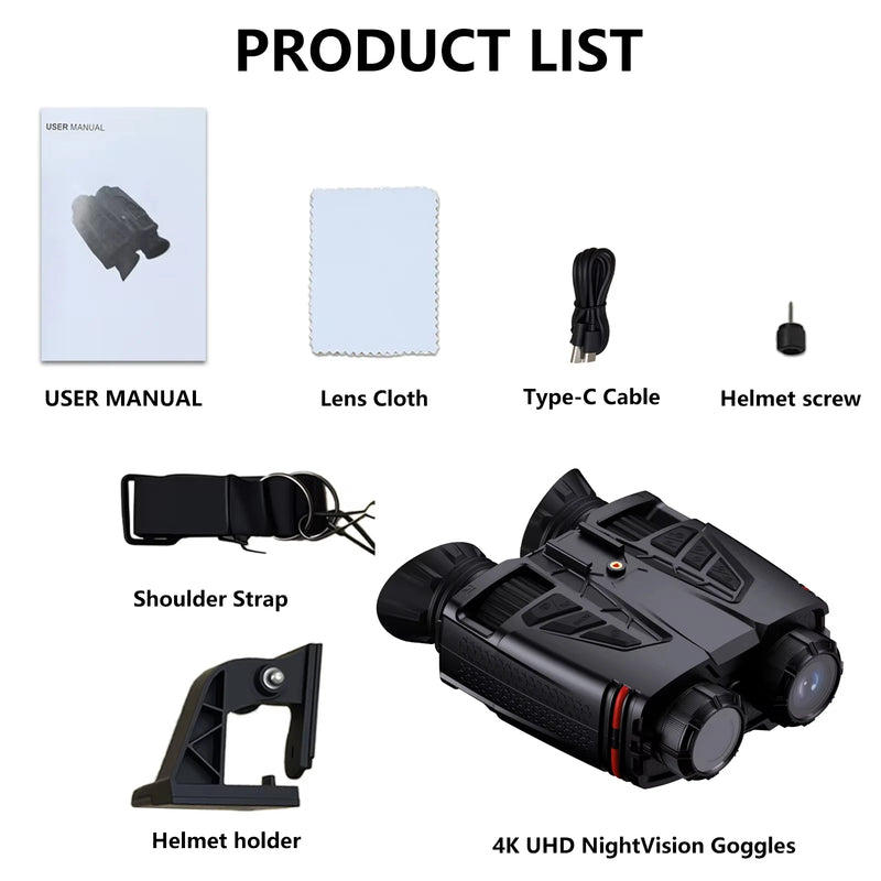 ZIYOUHU NVC800 Infrared 16X Digital Zoom 4K Night Vision Binoculars WIFI Head-Mounted IR Night Vision Goggles 800m with Altitude