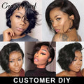 CrazyPearl Natural Color Short Lace Front Pixie Cut Wig Human Hair 13X4 Lace Frontal Wigs Short Wig Human Haair Pixie Cut Wig