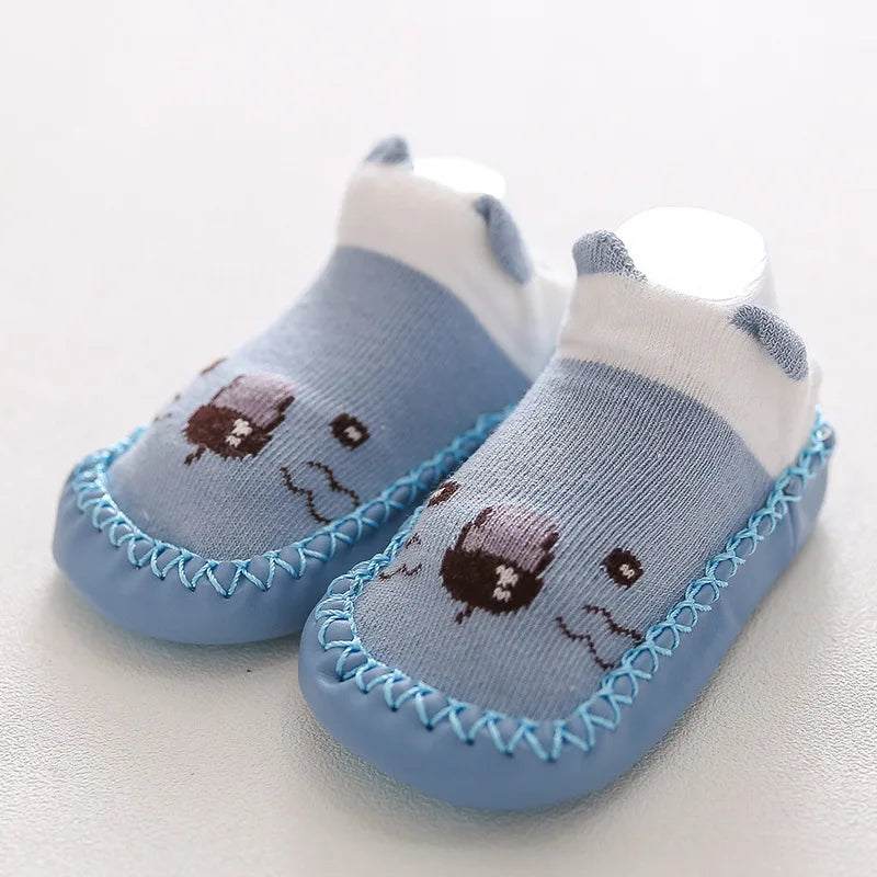 Baby Shoes Cotton Floor Socks Shoes Cartoon Cute Baby First Walkers Toddler Shoes Girl Boys Kids Soft  PU Sole Shoe Anti-slip