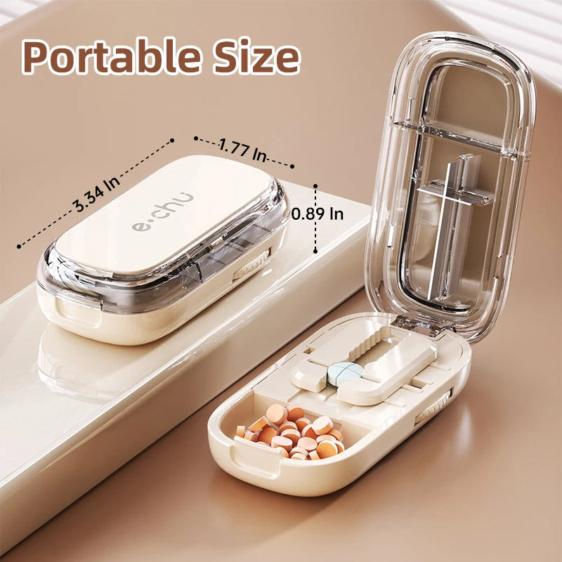 Tablet Divider Tablet Cutter with Storage Compartment for Small and Large Tablets Multiple Pill Cutters for Travel & Pets Daily