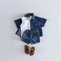 TZ2638 Korean Style Baby Boys Girls Short Sleeve Denim | SAMAG
