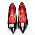 CHCH Women's Business High Heels New Black Simple and Comfortable Low Heel Pointed Women's Shoes 5cm