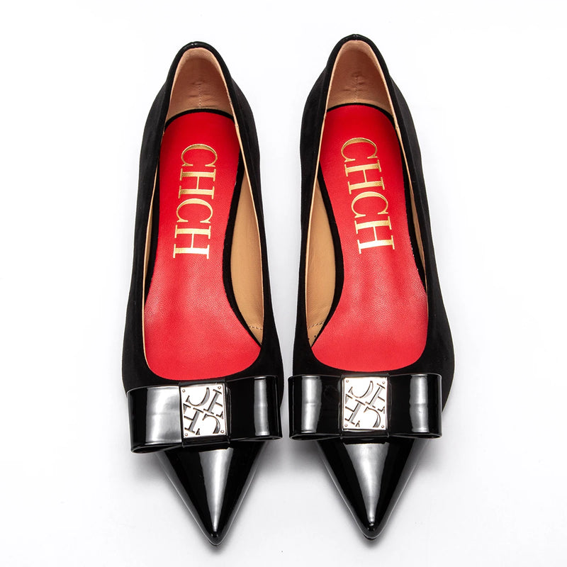 CHCH Women's Business High Heels New Black Simple and Comfortable Low Heel Pointed Women's Shoes 5cm