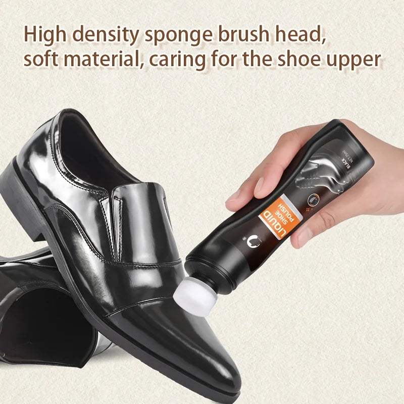 1pcs Liquid Shoe Polish with Brush Head,Available in Three Colors Neutral Brown Black Leather Care Cleaning Liquid Shoe Polish