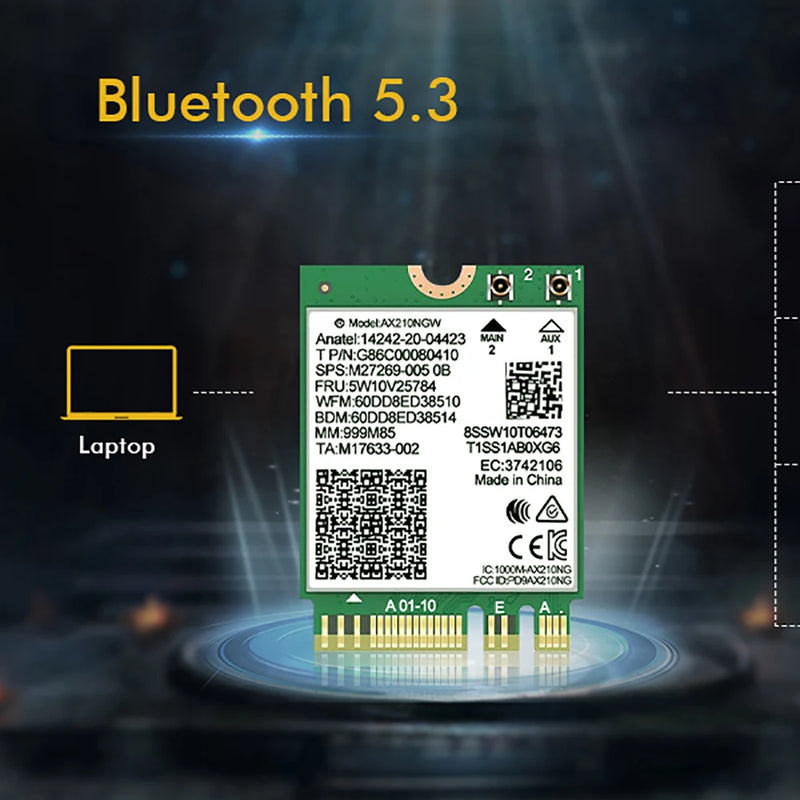 WiFi 6E AX210 Bluetooth 5.3 M.2 Wireless Card For Intel AX210NGW 2.4Ghz 5Ghz 6Ghz 5374Mbps 802.11ax For - Visuel 3 | SAMAG
