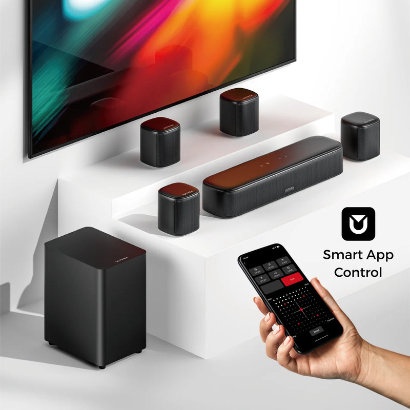 ULTIMEA 7.1ch Virtual Surround Sound Bar, Sound Bar for Smart TV with 4 Surround Speakers, Surround Sound System, App Control