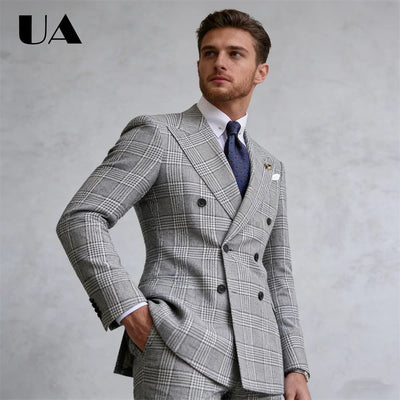 Retro Checkered Suit Set Including Jacket and Pants | SAMAG