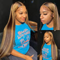 Ombre Brown Colored Highlight Bone Straight Long Remy Human Hair Wigs 13x6 Lace Front Wig Transparent 13x4 Hd Lace Wig For Women
