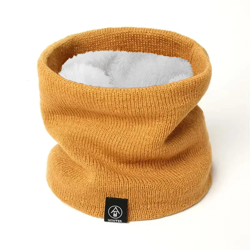 Winter Warm Knitted Neck Scarf for Women Men Plush Full Mask Outdoor Cashmere Solid Snood Scarves Thick Bufanda Muffler