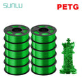 SUNLU PETG 3D Filament 1KG Biodegradable 1.75MM 10Rolls Bright Color Good Toughness Excellent Acid Alkali Weather Resistance