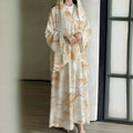 Horetong Muslim Abaya Robe Women Marble Print Chiffon V | SAMAG