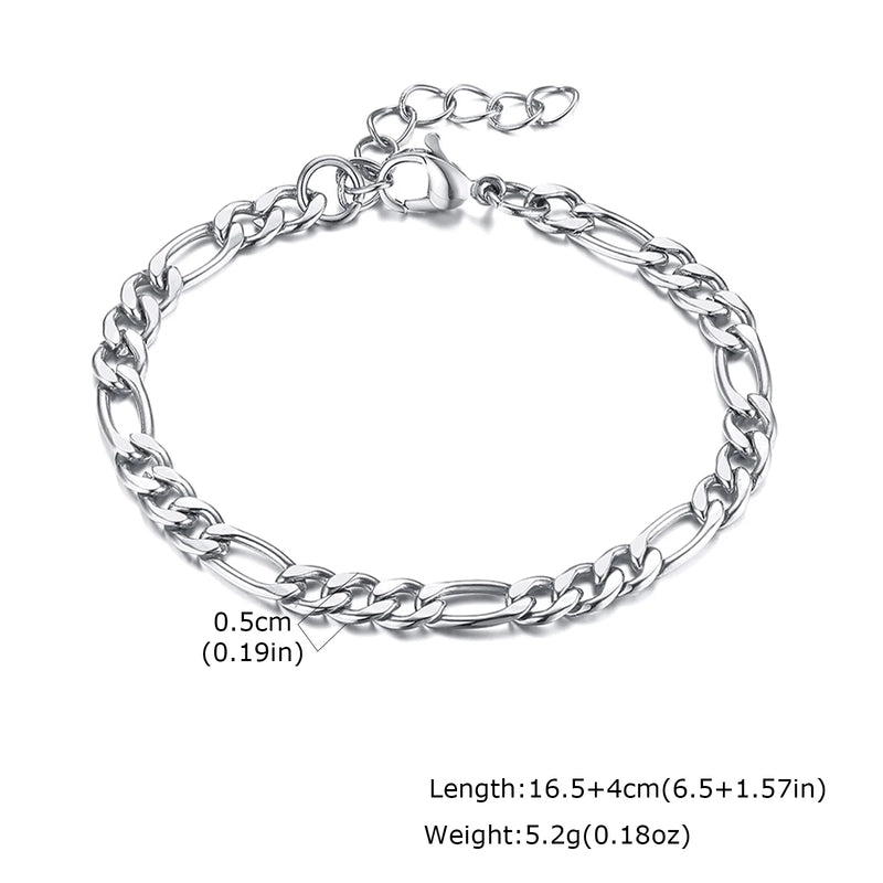 Goxygen Dainty Silver Color Stackable Bracelet Stainless Steel Beads Thin Chain for Women Men Jewelry Sets Gifts