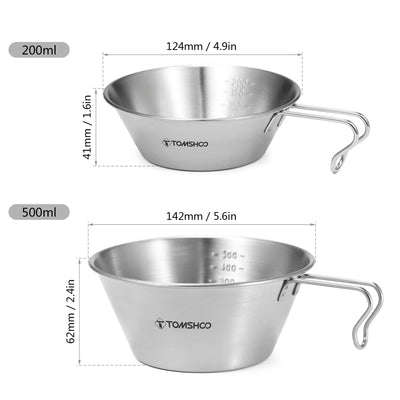 TOMSHOO Stainless Steel Cup 200ml/500ml Measuring Bowl | SAMAG