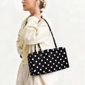 Slouchy Tote Bags Polka Dot Nylon Bowler Bag For Women Hobo Bags Large Shoulder Bag For Travel Work College Nylon Bowler Bag For Women Slouchy Lightweight Crescent Bag With Zipper Travel Tote Bag For Women Sandproof Swim Pool