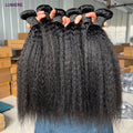 Virgin Raw Kinky Yaki Straight Human Hair Bundles 1/3/4 PCS Natural Black Brazilian Hair Weave Bundles Hair Extensions 8-40