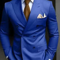 High Quality Brown Men Suits 2024 Double Breasted Bespoke Wedding Suit Peaked Lapel Formal Blazer Slim Fit 2 Piece Jacket Pants