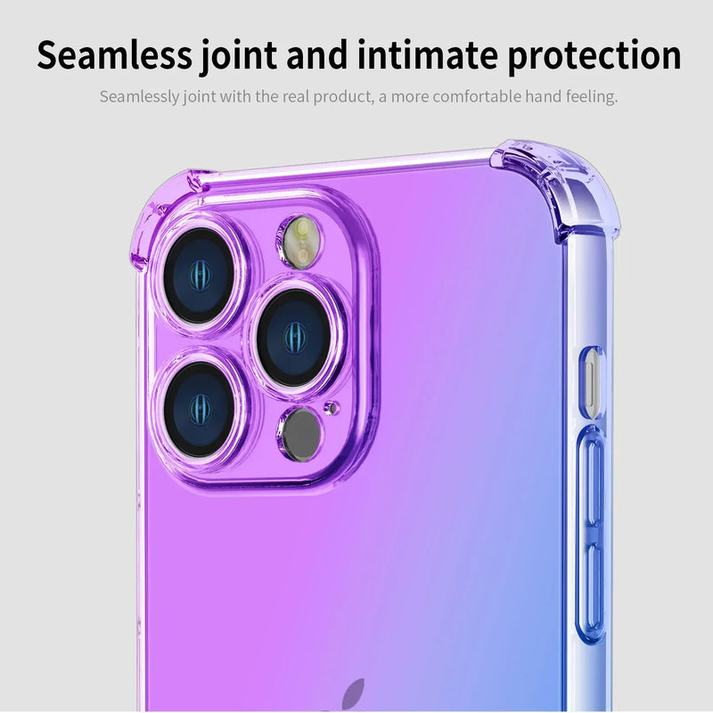 Gradient Airbag TPU Case For iPhone 16e 15 Pro Max 14 13 12 Mini 11 XR XS SE 8 7 Plus Cover Shockproof Fundas Coque Shell Capa