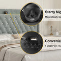 GEGOFORU Queen LED Bed Frame with Galaxy Projector, Bluetooth Speaker, USB Ports, 4 Drawers, No Box Spring Needed, PU Black