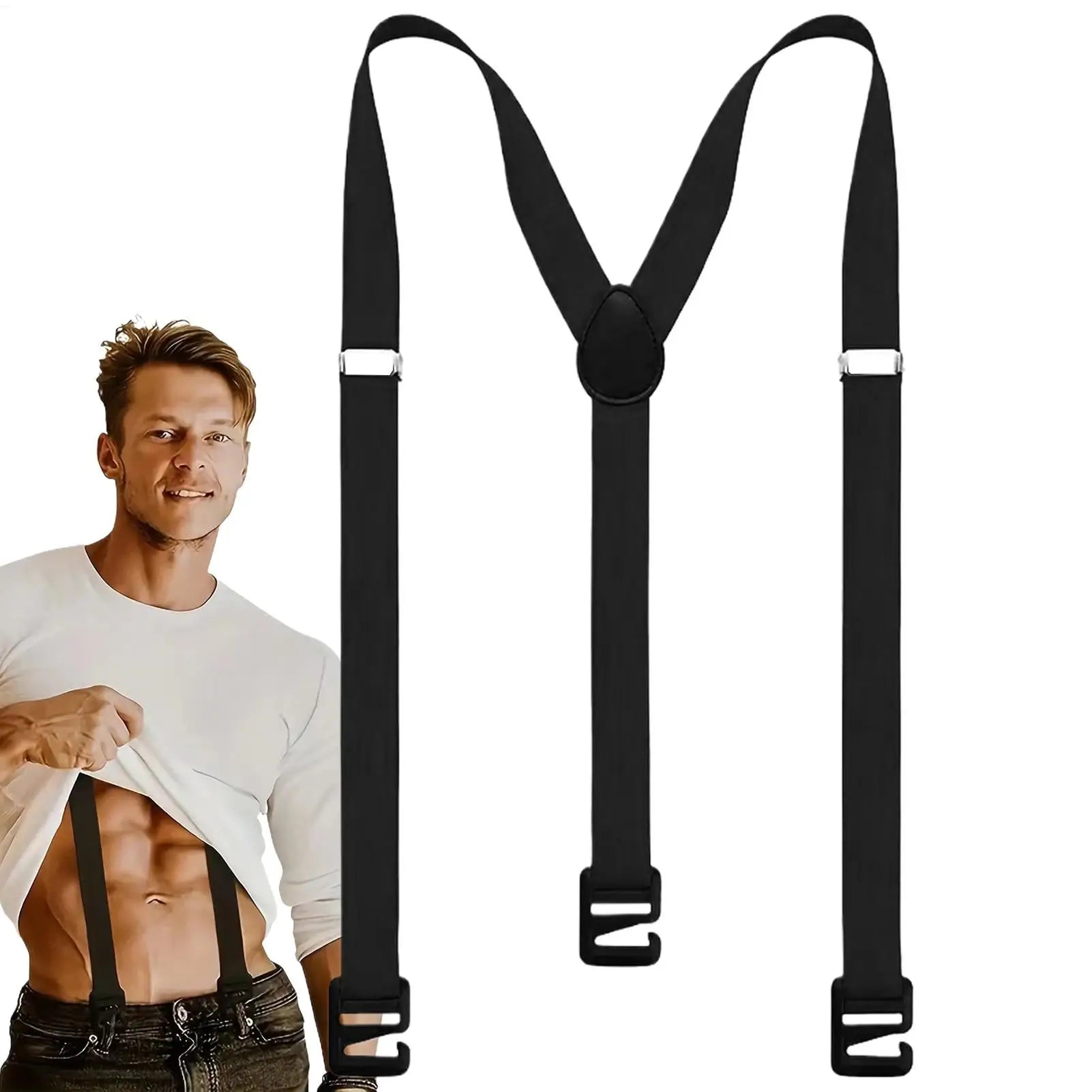 Mens Suspenders Clip Suspenders for Men Heavy Duty Adjustable Y-Back Invisible Belt for Outdoor Beach Mountaineering Fishing