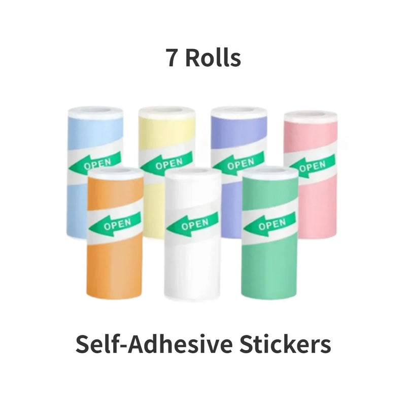 Mini Printer Sticker Paper, Thermal Paper Rolls For T02/M02 and Mini Printer, Smooth Color Self-Adhesive Paper 25X57mm Paperang