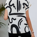 Women Summer Simple Style Blouses Shirts Lady Casual Short Batwing Sleeve V-Neck Printed Blouse Tops