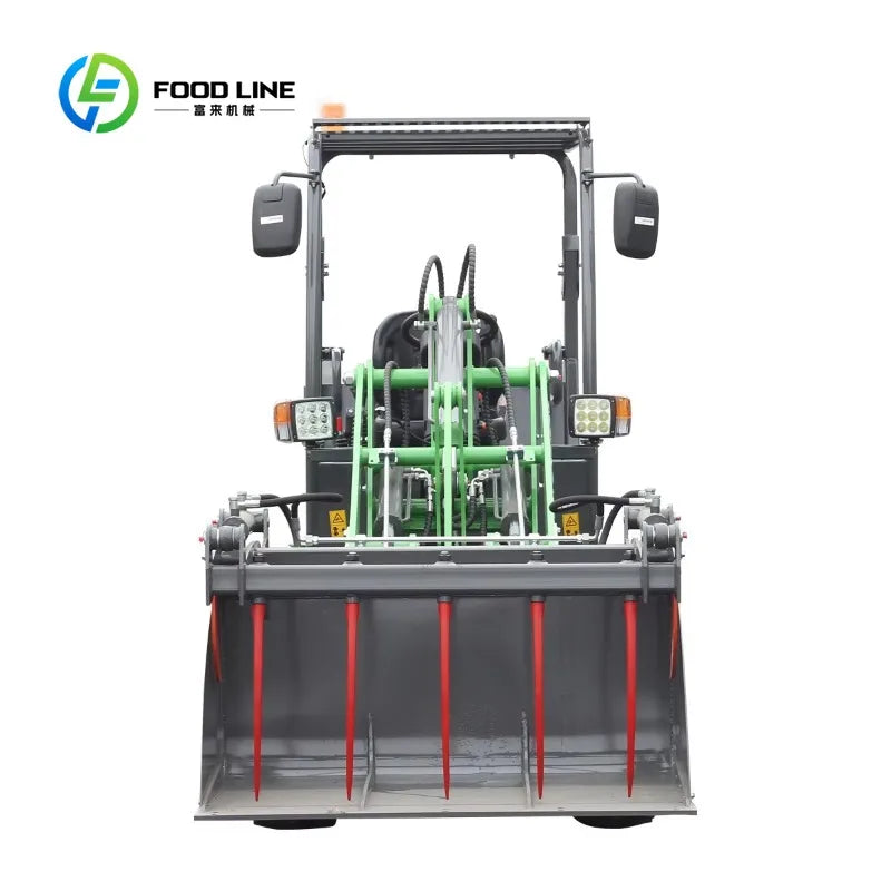 Customized 1 Ton Mini Electric Front End Wheel Loader With Manure Bucket For Farm Livestock Waste Handling