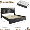 Queen Bed Frame with Headboard ＆ 4 Storage Drawers, Velvet Upholstered Platform Bed Frame Queen Size with 3 USB &, Customized