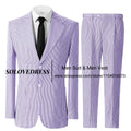 Men's Seersucker Striped Suits 2 Piece Slim Fit Summer Casual Pinstripe Suit for Men Wedding Grooms Blazer Jacket Pants Sets