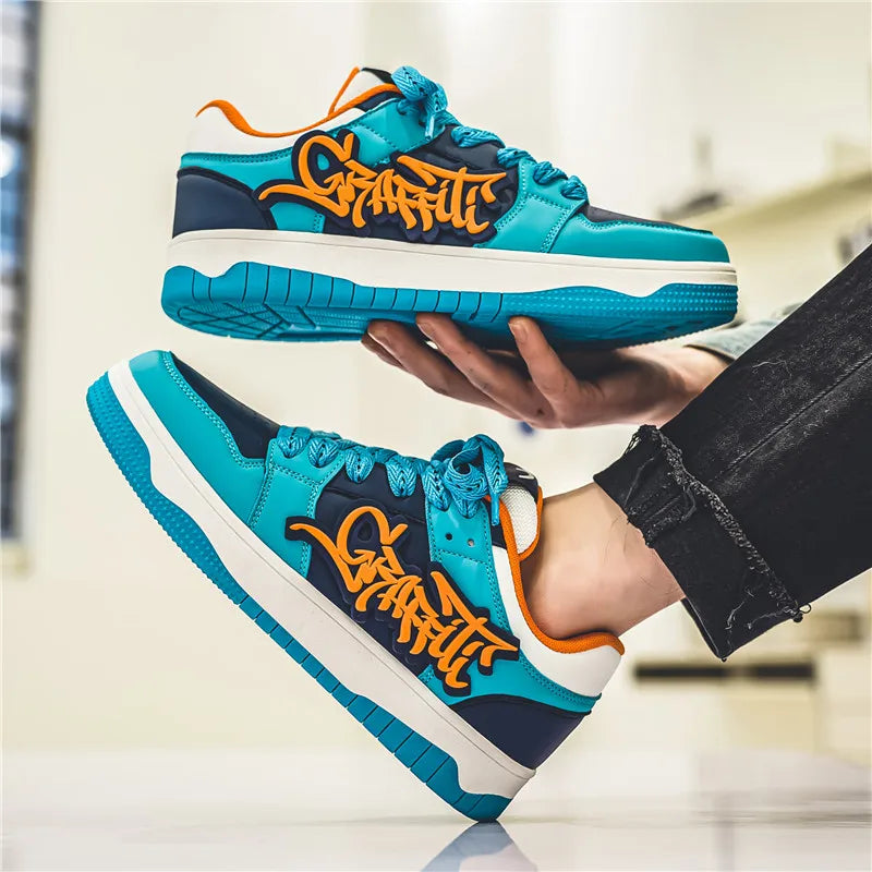 Fashion Blue Designer Skateboard Shoes Men Streetwear Hip | SAMAG