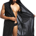 Men's Home Bathrobe Sleeveless Silky Smooth Soft Hooded Sleeping Robe Pajama Comfortable Ultra-thin Lingerie Loose Bathing Suits