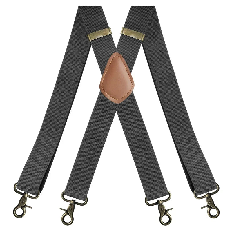 Deepeel 3.5*120cm Men's Adult Suspender X - Type Braces 4 Clips Hook Buckles Adjust Strap Elastic Belt - Visuel 12 | SAMAG