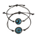 Handmade Braided Couple Bracelets Sun Moon Themed Glow In The Dark Glass Bead Adjustable Rope Wrist - Visuel 5 | SAMAG