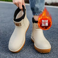 Men's Short-Tube Non-Slip Rain Boots Fashionable Low-Top Water Shoes, Pvc One-Time Molded Rain Boots, Pastoral Labor Waterproof